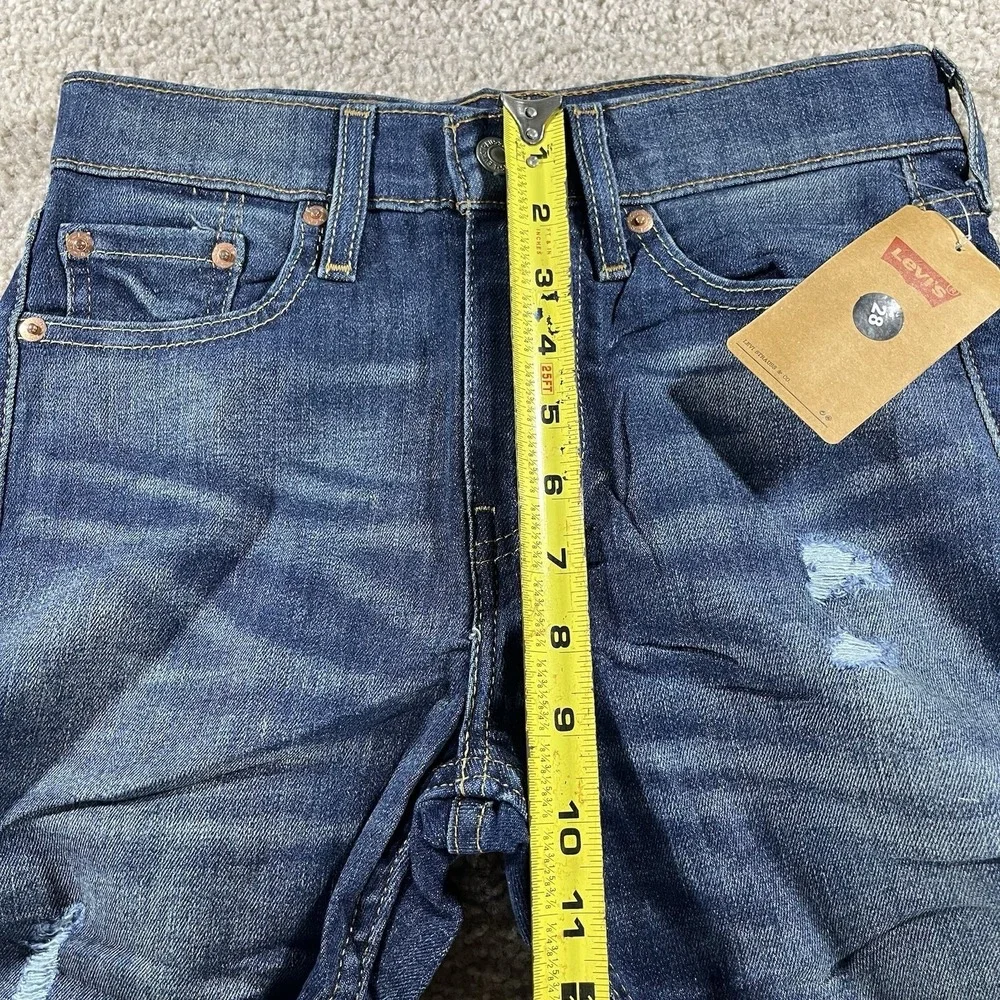 Levis 510 Skinny Men's Size 27Wx30L Dark Wash Blue Denim Jeans Distressed NWT